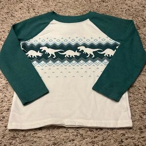 3/$10 Boys Jumping Beans Dinosaur Graphic Design Long Sleeve Size 5 Green/White